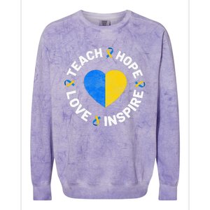 World Down Syndrome Day Ribbon Teach Hope Love T21 Colorblast Crewneck Sweatshirt