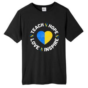 World Down Syndrome Day Ribbon Teach Hope Love T21 Tall Fusion ChromaSoft Performance T-Shirt