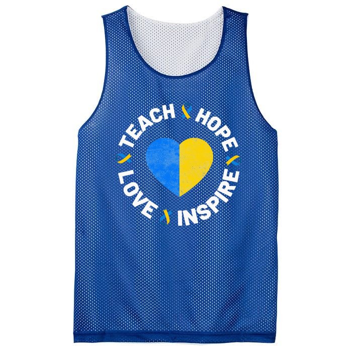 World Down Syndrome Day Ribbon Teach Hope Love T21 Mesh Reversible Basketball Jersey Tank