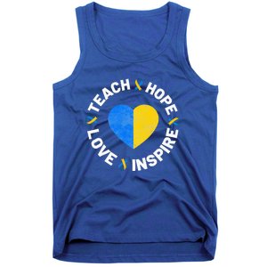 World Down Syndrome Day Ribbon Teach Hope Love T21 Tank Top