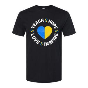 World Down Syndrome Day Ribbon Teach Hope Love T21 Softstyle CVC T-Shirt