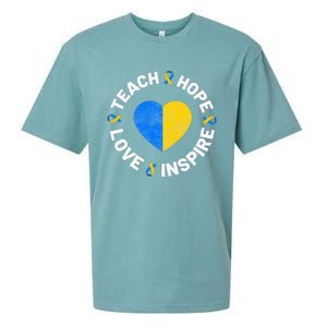 World Down Syndrome Day Ribbon Teach Hope Love T21 Sueded Cloud Jersey T-Shirt