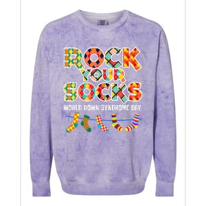 World Down Syndrome Day Rock Your Socks Awareness Colorblast Crewneck Sweatshirt