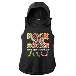 World Down Syndrome Day Rock Your Socks Awareness Ladies PosiCharge Tri-Blend Wicking Draft Hoodie Tank