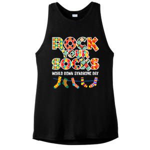 World Down Syndrome Day Rock Your Socks Awareness Ladies PosiCharge Tri-Blend Wicking Tank