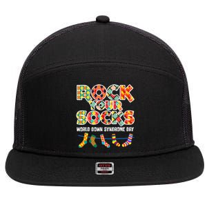 World Down Syndrome Day Rock Your Socks Awareness 7 Panel Mesh Trucker Snapback Hat