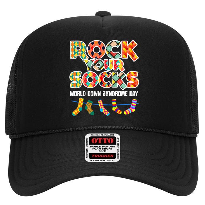 World Down Syndrome Day Rock Your Socks Awareness High Crown Mesh Back Trucker Hat