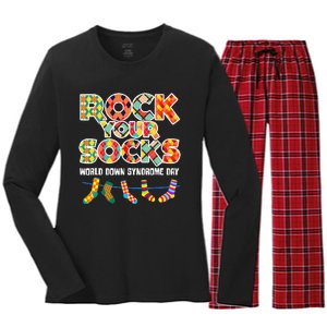 World Down Syndrome Day Rock Your Socks Awareness Women's Long Sleeve Flannel Pajama Set 