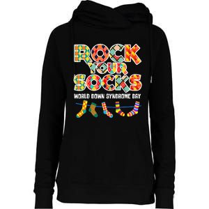 World Down Syndrome Day Rock Your Socks Awareness Womens Funnel Neck Pullover Hood