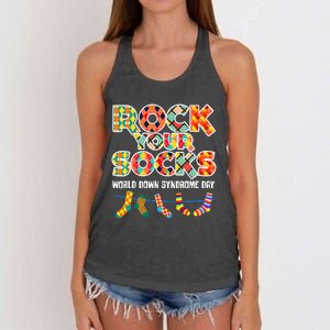 World Down Syndrome Day Rock Your Socks Awareness Women's Knotted Racerback Tank