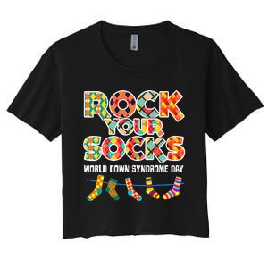 World Down Syndrome Day Rock Your Socks Awareness Women's Crop Top Tee