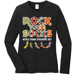 World Down Syndrome Day Rock Your Socks Awareness Ladies Long Sleeve Shirt