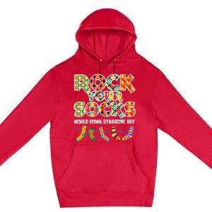 World Down Syndrome Day Rock Your Socks Awareness Premium Pullover Hoodie