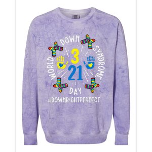 World Down Syndrome Day 321 Awareness Support Colorblast Crewneck Sweatshirt