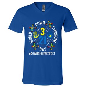 World Down Syndrome Day 321 Awareness Support V-Neck T-Shirt