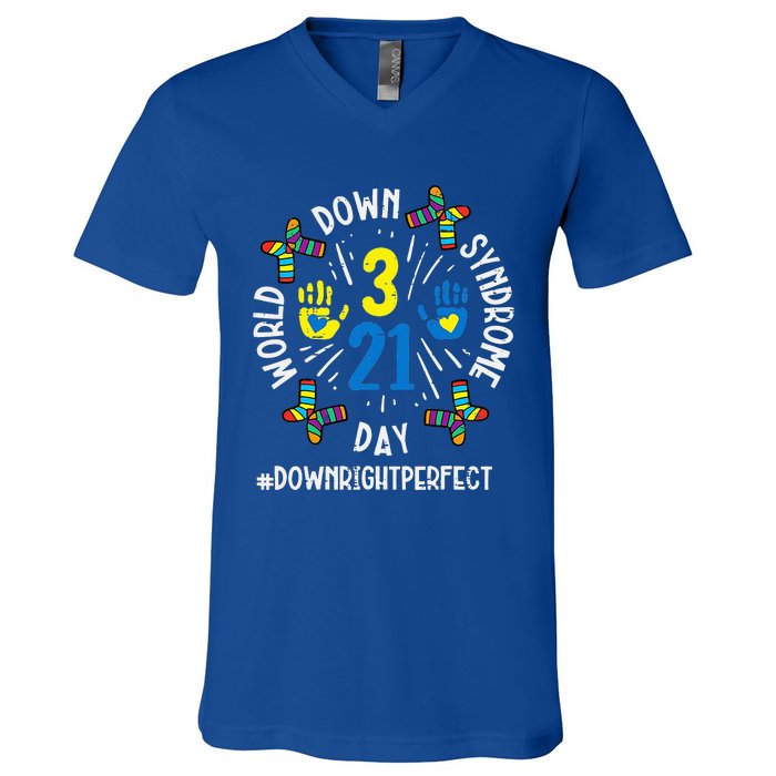 World Down Syndrome Day 321 Awareness Support V-Neck T-Shirt