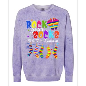 World Down Syndrome Day Rock Your Socks Awareness Colorblast Crewneck Sweatshirt