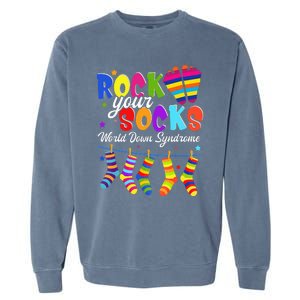 World Down Syndrome Day Rock Your Socks Awareness Garment-Dyed Sweatshirt