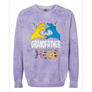 World Down Syndrome Day Shirt Trisomy 21 Grandfather Support Premium Colorblast Crewneck Sweatshirt