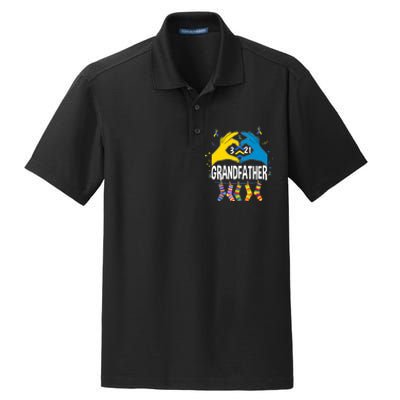 World Down Syndrome Day Shirt Trisomy 21 Grandfather Support Premium Dry Zone Grid Polo