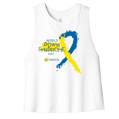 World Down Syndrome Day March 21st Women's Racerback Cropped Tank