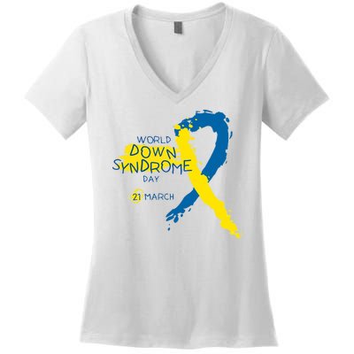 World Down Syndrome Day March 21st Women's V-Neck T-Shirt