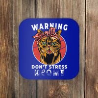 Warning Dont Stress Meowt Funny Cat Kitty Kitten Lover Gift Funny Gift Coaster