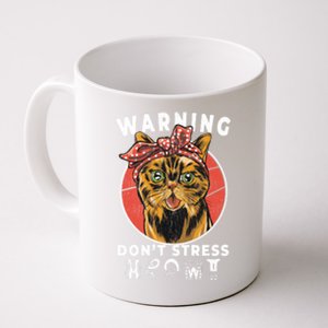 Warning Dont Stress Meowt Funny Cat Kitty Kitten Lover Gift Funny Gift Coffee Mug