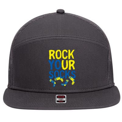 World Down Syndrome Day Rock Your Socks 7 Panel Mesh Trucker Snapback Hat