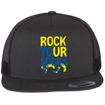 World Down Syndrome Day Rock Your Socks Flat Bill Trucker Hat