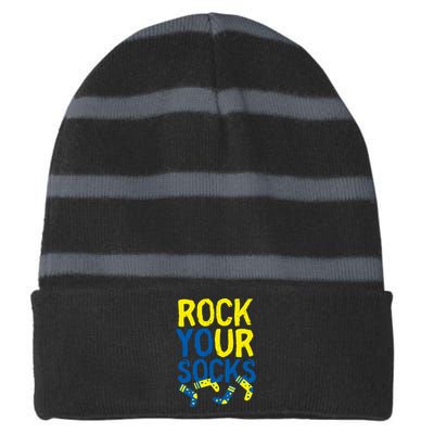 World Down Syndrome Day Rock Your Socks Striped Beanie with Solid Band