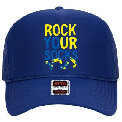 World Down Syndrome Day Rock Your Socks High Crown Mesh Back Trucker Hat