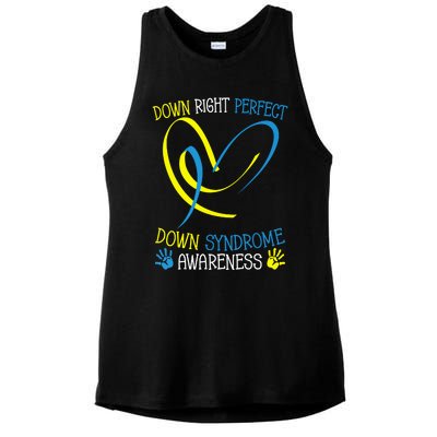 World Down Syndrome Awareness Day Down Right Perfect Ladies PosiCharge Tri-Blend Wicking Tank