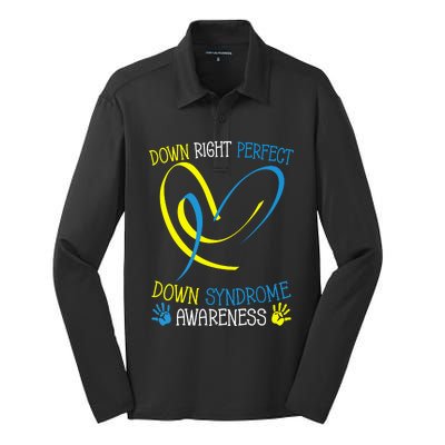 World Down Syndrome Awareness Day Down Right Perfect Silk Touch Performance Long Sleeve Polo