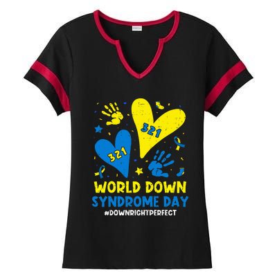 World Down Syndrome Day 321 Awareness Support Ladies Halftime Notch Neck Tee