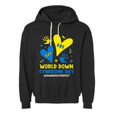 World Down Syndrome Day 321 Awareness Support Garment-Dyed Fleece Hoodie