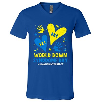 World Down Syndrome Day 321 Awareness Support V-Neck T-Shirt