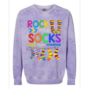 World Down Syndrome Day Rock Your Socks Awareness Colorblast Crewneck Sweatshirt