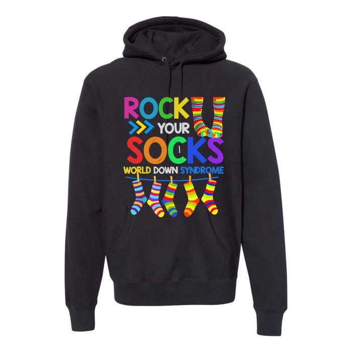 World Down Syndrome Day Rock Your Socks Awareness Premium Hoodie