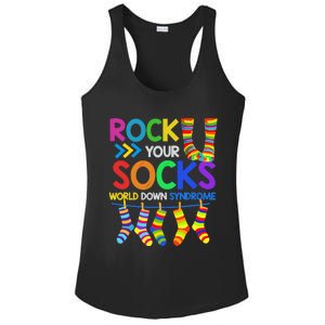 World Down Syndrome Day Rock Your Socks Awareness Ladies PosiCharge Competitor Racerback Tank