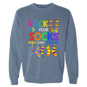 World Down Syndrome Day Rock Your Socks Awareness Garment-Dyed Sweatshirt