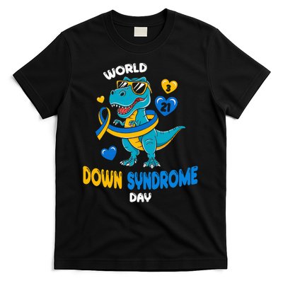 World Down Syndrome Day Trisomy 21 Awareness Dinosaur  T-Shirt