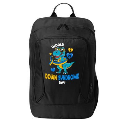 World Down Syndrome Day Trisomy 21 Awareness Dinosaur  City Backpack