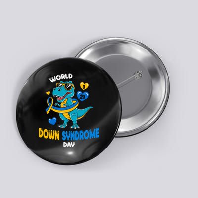 World Down Syndrome Day Trisomy 21 Awareness Dinosaur  Button