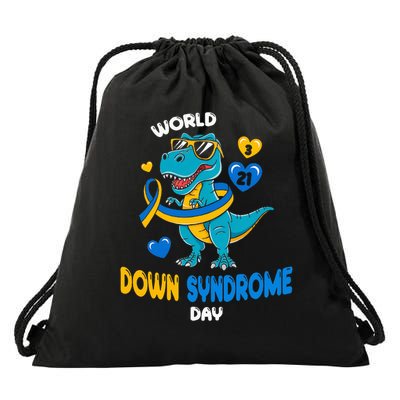 World Down Syndrome Day Trisomy 21 Awareness Dinosaur  Drawstring Bag
