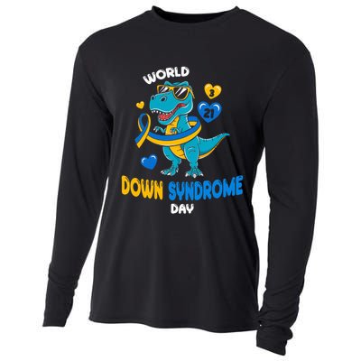 World Down Syndrome Day Trisomy 21 Awareness Dinosaur  Cooling Performance Long Sleeve Crew
