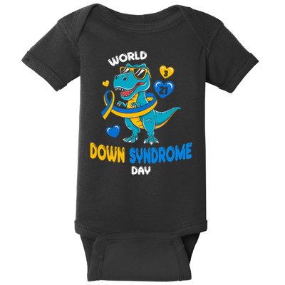 World Down Syndrome Day Trisomy 21 Awareness Dinosaur  Baby Bodysuit