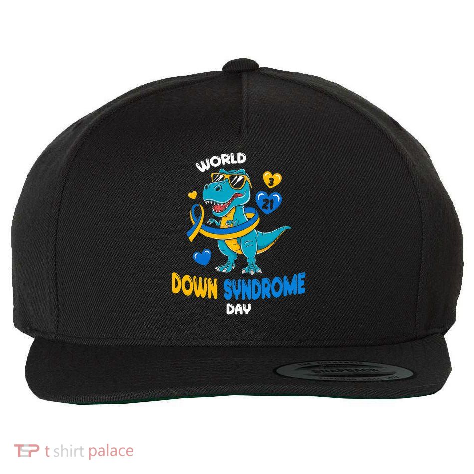 World Down Syndrome Day Trisomy 21 Awareness Dinosaur  Wool Snapback Cap