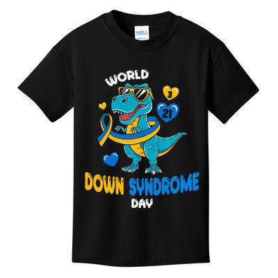 World Down Syndrome Day Trisomy 21 Awareness Dinosaur  Kids T-Shirt