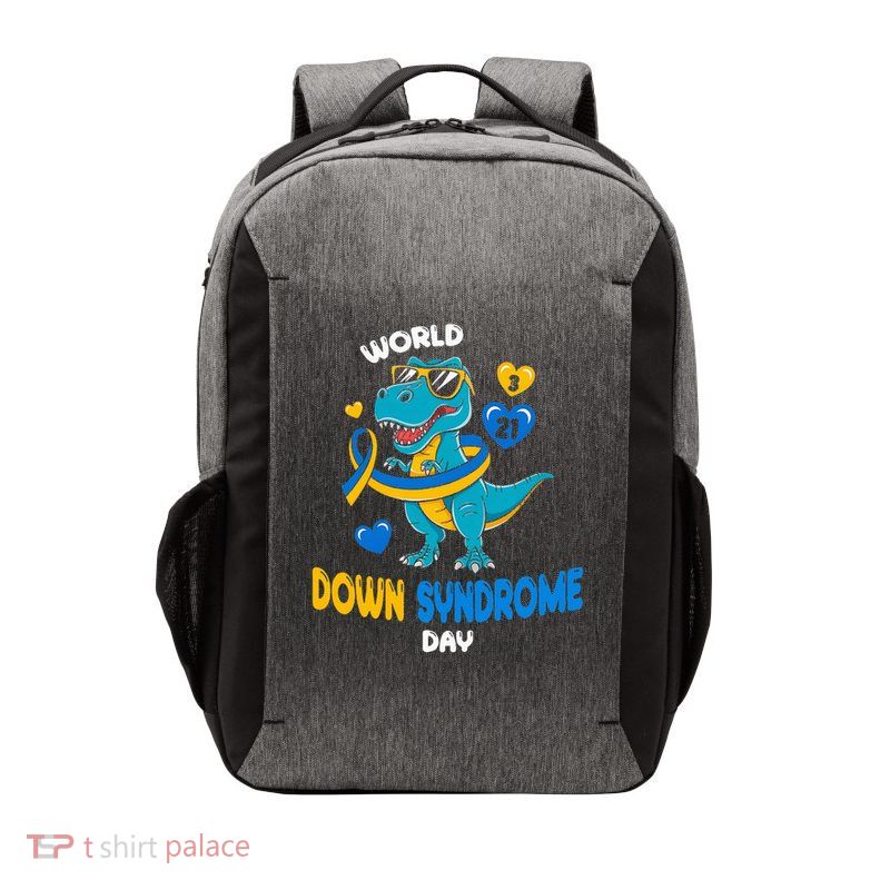 World Down Syndrome Day Trisomy 21 Awareness Dinosaur  Vector Backpack